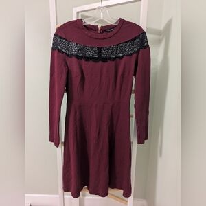 RW&CO. Burgundy Lace Skater Dress